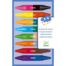 Djeco 8 duplavégű zsírkréta - 8 twins crayons
